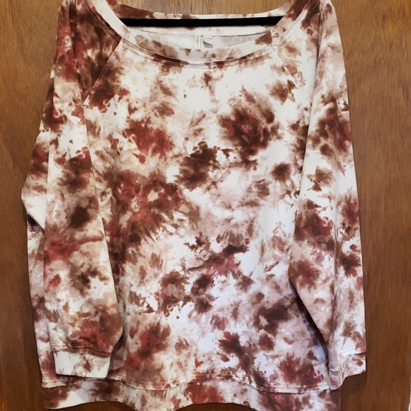 Cato Tops - Cato Tie-Dye Sweatshirt in Brown and Cream